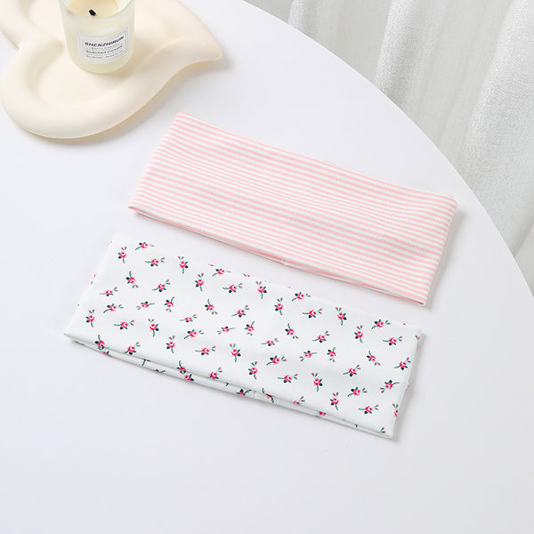 Pink Pinstripe & Floral Printed Headband Set | 40HWP603-Pack 2