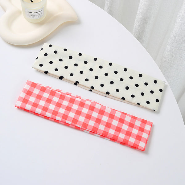 Red Gingham & Black Polka Dot Headband 2-pc Set| 40HWP604-Pack 2