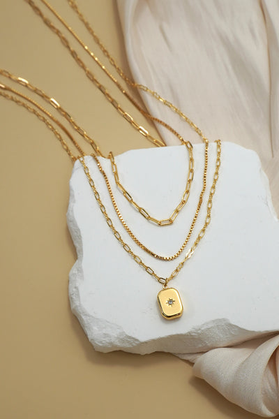 18K STAINLESS STEEL TARNISH FREE LAYERED NECKLACE | 40NK9532