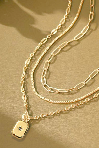 18K STAINLESS STEEL TARNISH FREE LAYERED NECKLACE | 40NK9532