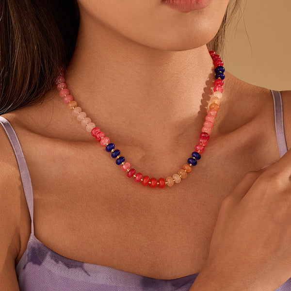 Natural Stone Semi-Precious Glass Mixed Necklace | 40NK9659