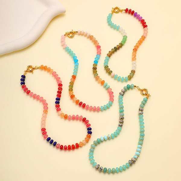 Natural Stone Semi-Precious Glass Mixed Necklace | 40NK9659