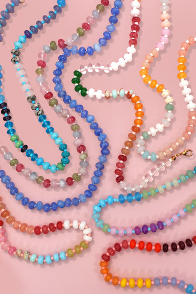 Natural Stone Semi-Precious Glass Mixed Necklace | 40NK9694