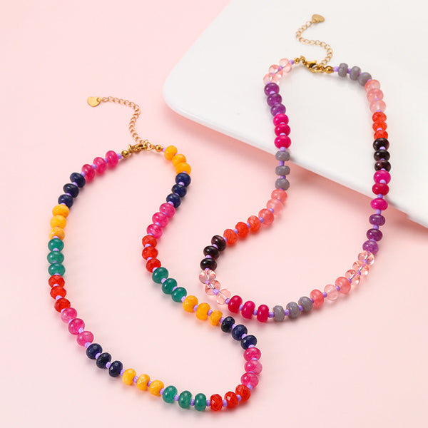 Natural Stone Semi-Precious Glass Mixed Necklace | 40NK9694