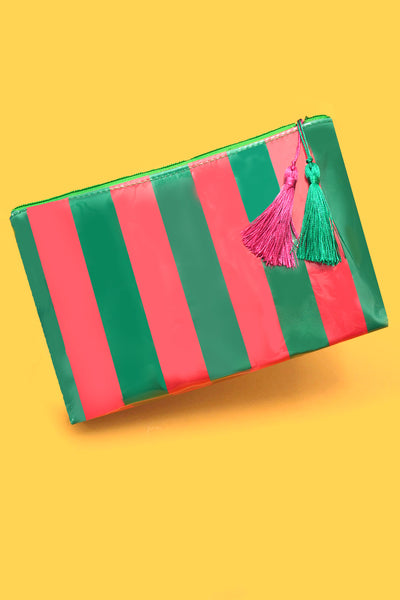 TRAVEL STRIPE COSMETIC MAKEUP POUCH BAG | 40P594