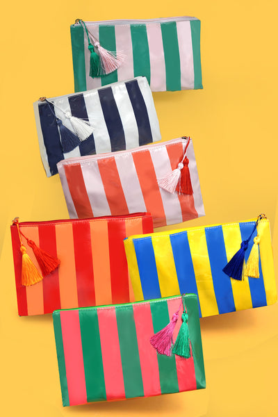 TRAVEL STRIPE COSMETIC MAKEUP POUCH BAG | 40P594
