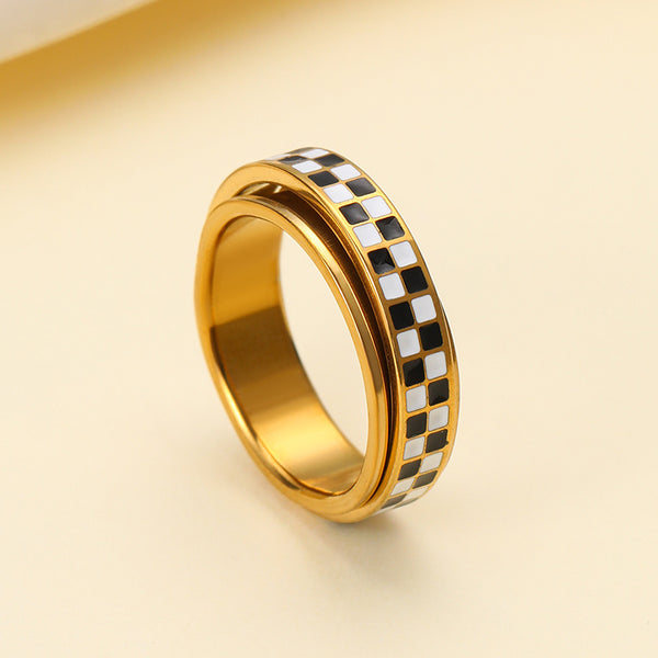 18K STAINLESS STEEL TARNISH FREE DAISY SPINNER RING | 40R155