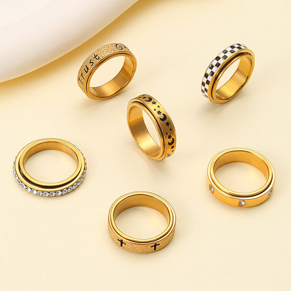 18K STAINLESS STEEL TARNISH FREE DAISY SPINNER RING | 40R155