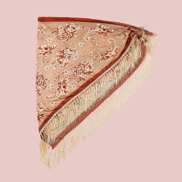 Vintage Sheer Floral Mesh Fringe Triangular Shawl | 40SC775