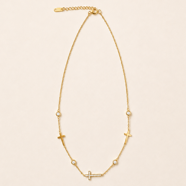 18K STAINLESS STEEL TARNISH FREE CROSS NECKLACE | 40NK9453