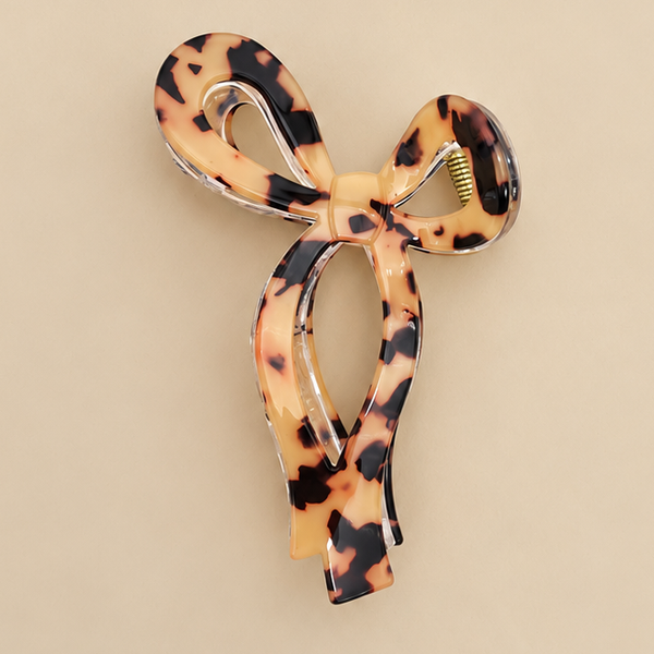JUMBO ANIMAL LEOPARD PRINT BOW HAIR CLAW CLIPS | 40H1014