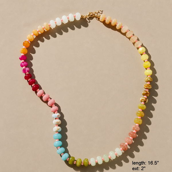 Natural Stone Semi-Precious Glass Mixed Necklace | 40NK9694