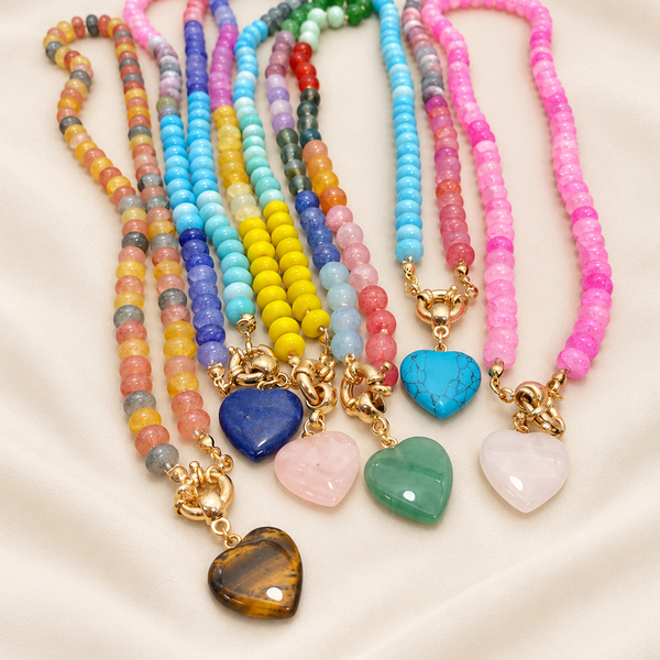 Natural Stone Semi-Precious Glass Mixed Necklace | 40NK9702