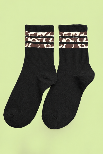 WOMAN ANIMAL LEOPARD HALF CREW THROWBACK SOCKS | 40S02071