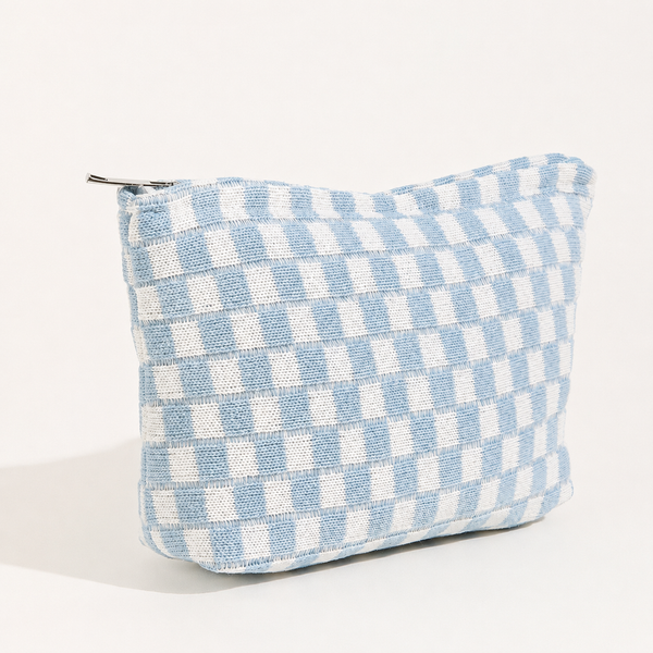 TRAVEL CHECKER COSMETIC MAKEUP POUCH CLUTCH BAG | 40P528