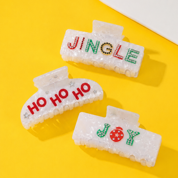 Christmas Jingle Ho Ho Ho Joy  Hair Claw Clips | 40H1127