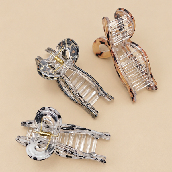 JUMBO ANIMAL LEOPARD PRINT BOW HAIR CLAW CLIPS | 40H1014