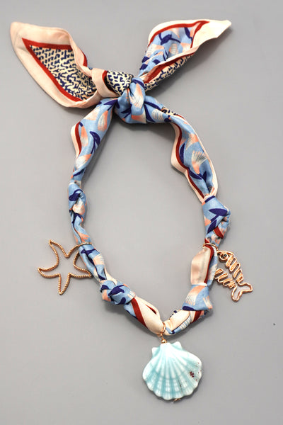 SCARF CHARM NECKLACE-CERAMIC SEASHELL STARFISH | 80N92326