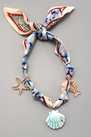 SCARF CHARM NECKLACE-CERAMIC SEASHELL STARFISH | 80N92326