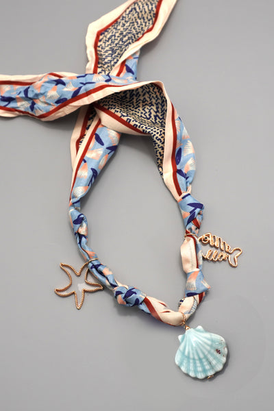 SCARF CHARM NECKLACE-CERAMIC SEASHELL STARFISH | 80N92326