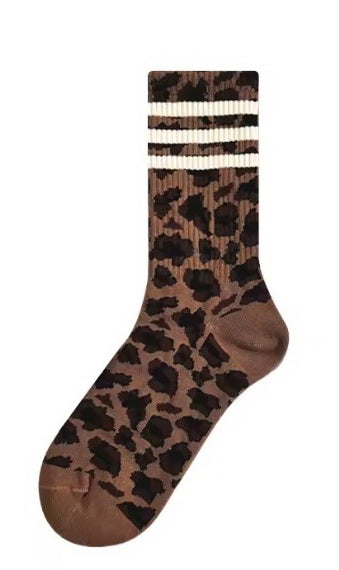 WOMAN ANIMAL LEOPARD HALF CREW THROWBACK SOCKS | 40S02071