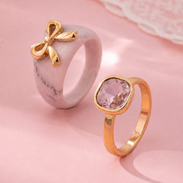 Bow-Accented Pink Gem Ring | 80R207
