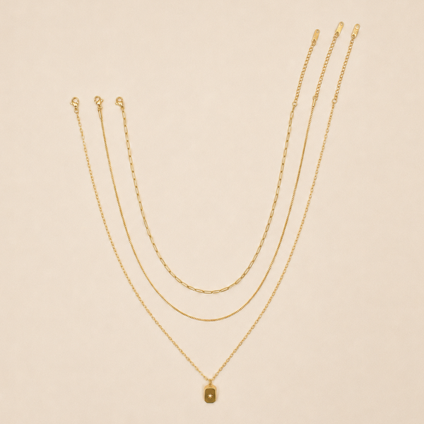 18K STAINLESS STEEL TARNISH FREE LAYERED NECKLACE | 40NK9532