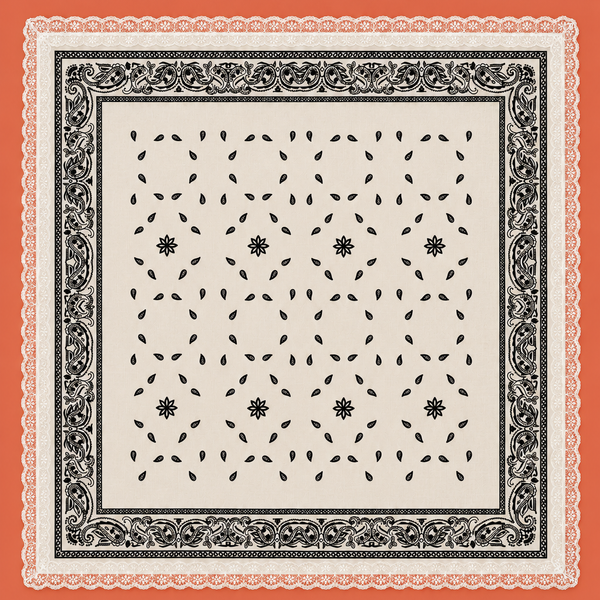 Animal & Paisley Print Lace-Trimmed Square Scarf | 40SC764