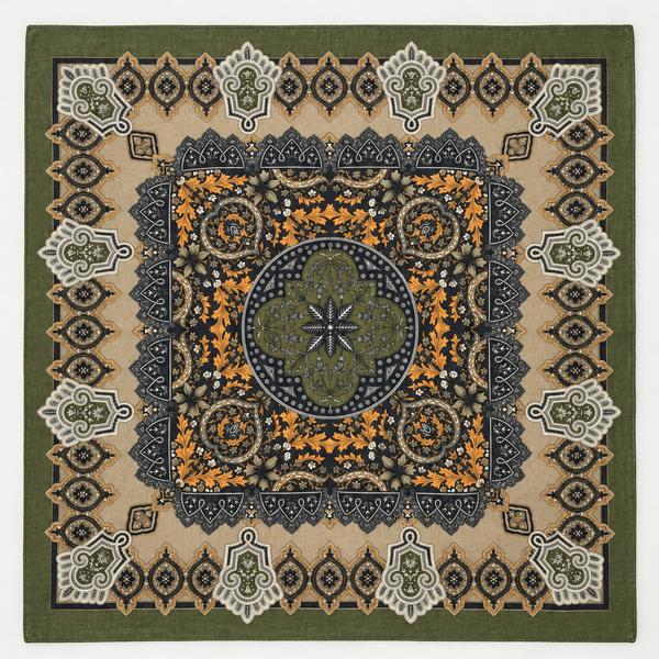 Vintage Botanical Floral Paisley Square Scarf | 80SC3105