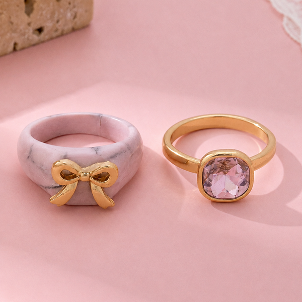 Bow-Accented Pink Gem Ring | 80R207