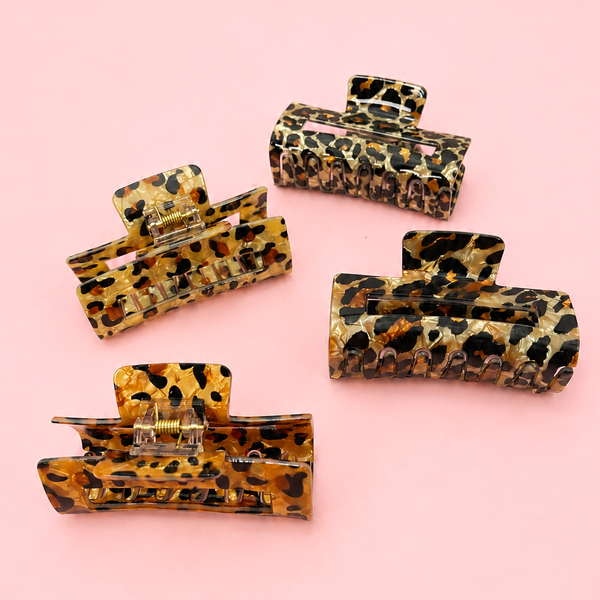 RECTANGLE LEOPARD ANIMAL DESIGN HAIR CLAW CLIPS | 40H859