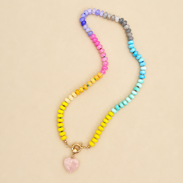 Natural Stone Semi-Precious Glass Mixed Necklace | 40NK9702