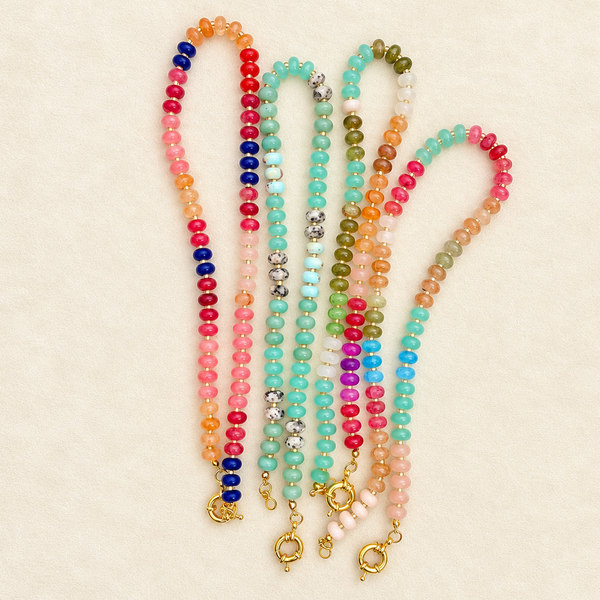 Natural Stone Semi-Precious Glass Mixed Necklace | 40NK9659