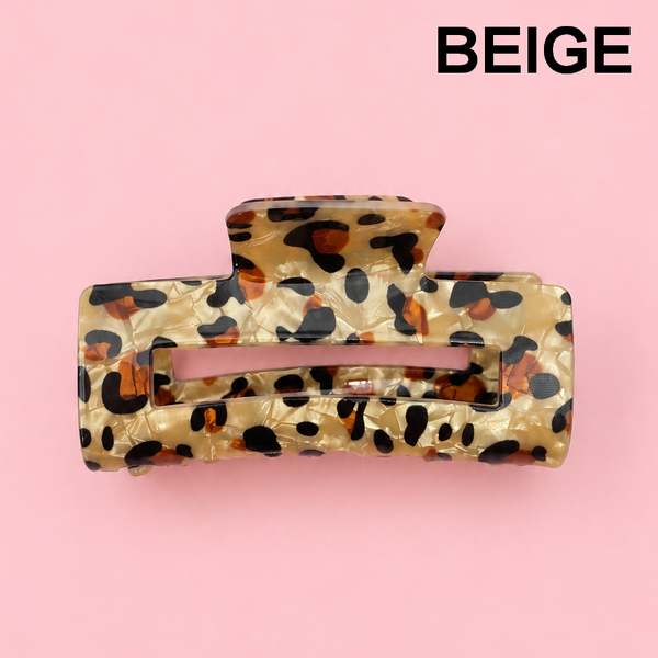RECTANGLE LEOPARD ANIMAL DESIGN HAIR CLAW CLIPS | 40H859