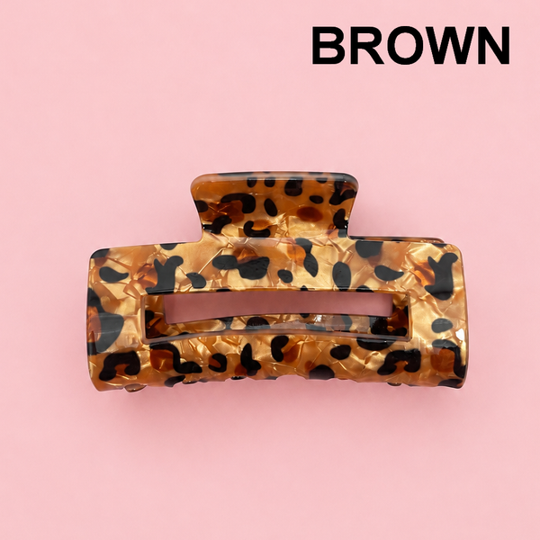 RECTANGLE LEOPARD ANIMAL DESIGN HAIR CLAW CLIPS | 40H859