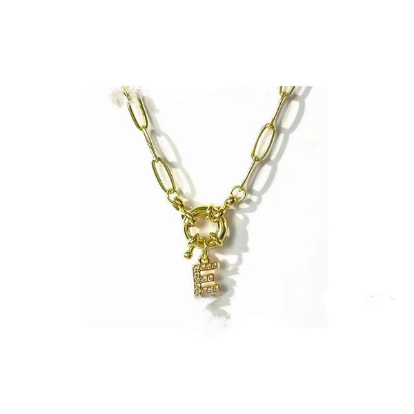 18K STAINLESS STEEL RHINESTONE INITIAL NECKLACE | 40NK9486