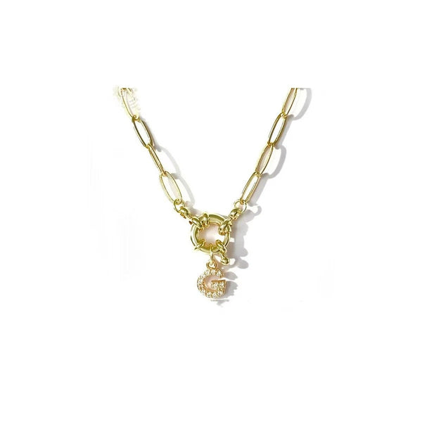 18K STAINLESS STEEL RHINESTONE INITIAL NECKLACE | 40NK9486