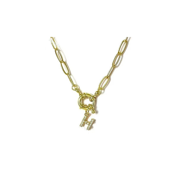18K STAINLESS STEEL RHINESTONE INITIAL NECKLACE | 40NK9486