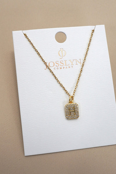 18K STAINLESS STEEL RHINESTONE INITIAL NECKLACE | 40NK411