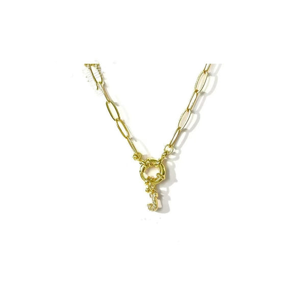 18K STAINLESS STEEL RHINESTONE INITIAL NECKLACE | 40NK9486