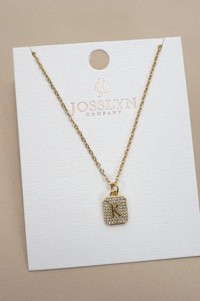 18K STAINLESS STEEL RHINESTONE INITIAL NECKLACE | 40NK411