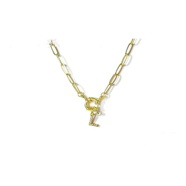 18K STAINLESS STEEL RHINESTONE INITIAL NECKLACE | 40NK9486