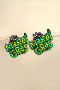 MARDI GRAS WORDING LETTERS EARRING | 91E5341