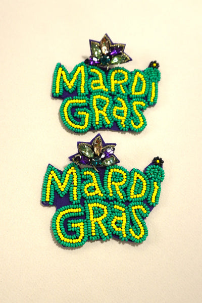 MARDI GRAS WORDING LETTERS EARRING | 91E5341