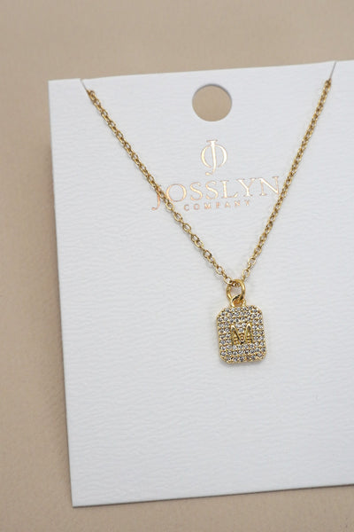 18K STAINLESS STEEL RHINESTONE INITIAL NECKLACE | 40NK411