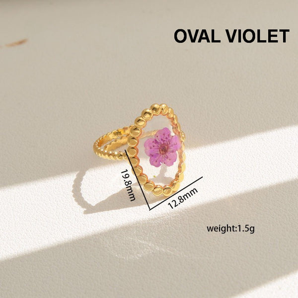 18K STAINLESS STEEL TARNISH FREE FLORAL RINGS | 40R104