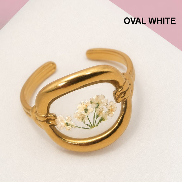 18K STAINLESS STEEL TARNISH FREE FLORAL RINGS | 40R104