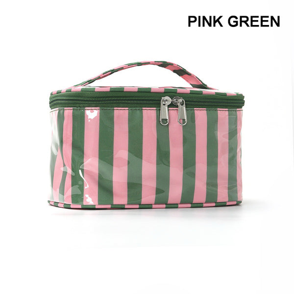 Striped Vinyl Cosmetic Makeup Travel Pouch Bags | 40P637