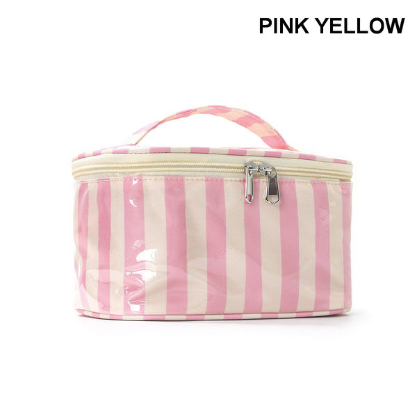 Striped Vinyl Cosmetic Makeup Travel Pouch Bags | 40P637