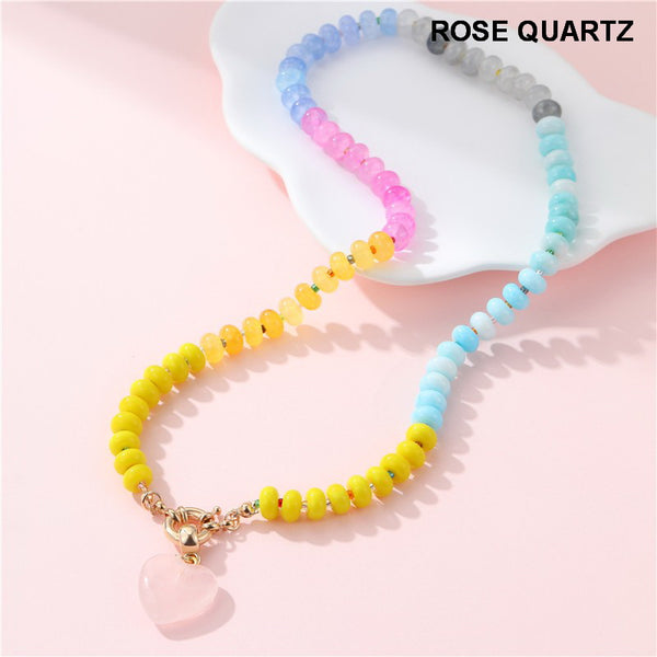 Natural Stone Semi-Precious Glass Mixed Necklace | 40NK9702